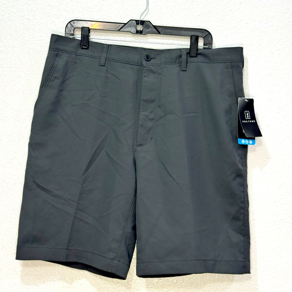 PGA‎ Tour Dark Gray Asphalt Charcoal Flat Front Shorts Mens 36